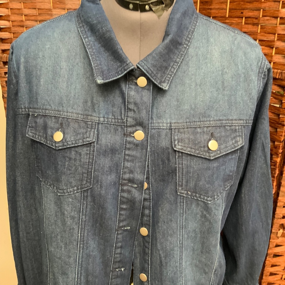 Agnes Orinda Denim Jacket Jean Shacket Size 4X Dark Blue RET $87.99 - Picture 10 of 16